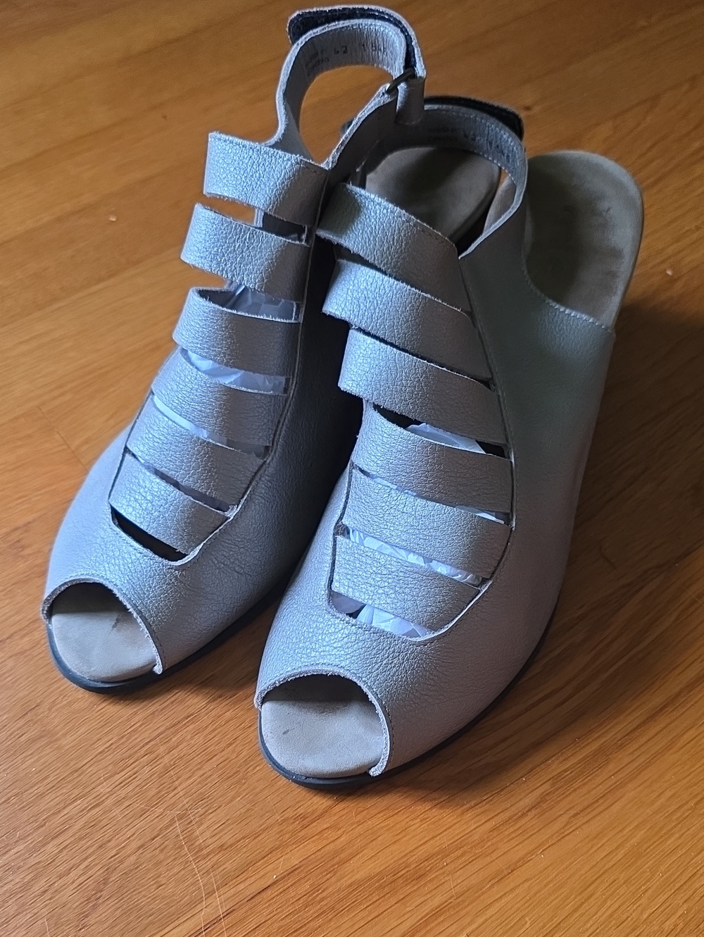 Arche Silver Gray Open-Toe Strappy Leather Mule Sandals US Size 11